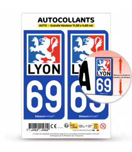 69 Lyon - Ville | Autocollant plaque immatriculation