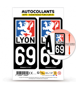 69 Lyon - Ville | Autocollant plaque immatriculation