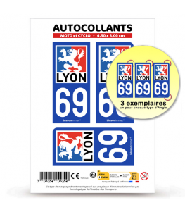 69 Lyon - Ville | Autocollant plaque immatriculation