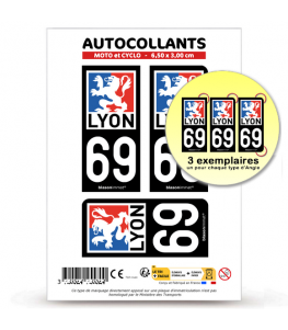 69 Lyon - Ville | Autocollant plaque immatriculation