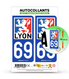 69 Lyon - Ville | Autocollant plaque immatriculation