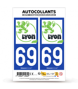 69 Lyon - Naturel | Autocollant plaque immatriculation