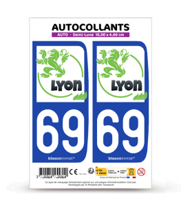 69 Lyon - Naturel | Autocollant plaque immatriculation