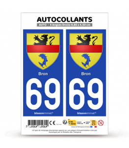 69 Bron - Armoiries | Autocollant plaque immatriculation