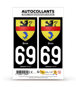 69 Bron - Armoiries | Autocollant plaque immatriculation