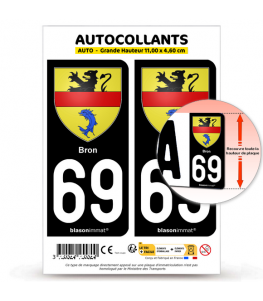 69 Bron - Armoiries | Autocollant plaque immatriculation