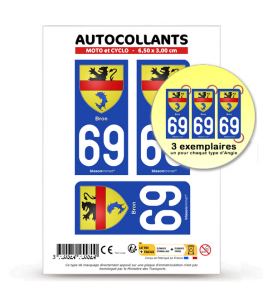 69 Bron - Armoiries | Autocollant plaque immatriculation