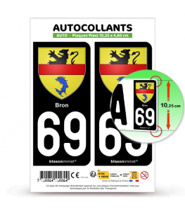 69 Bron - Armoiries | Autocollant plaque immatriculation