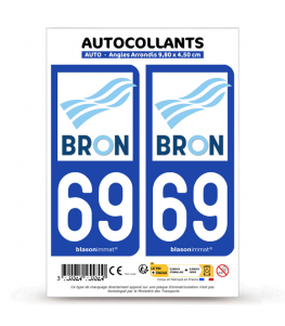 69 Bron - Ville | Autocollant plaque immatriculation