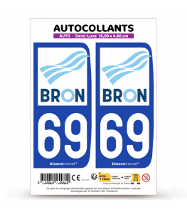 69 Bron - Ville | Autocollant plaque immatriculation