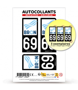 69 Bron - Ville | Autocollant plaque immatriculation