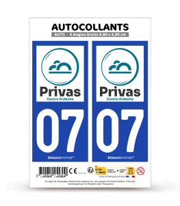 07 Privas - Pays | Autocollant plaque immatriculation