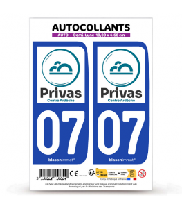 07 Privas - Pays | Autocollant plaque immatriculation