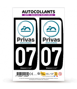 07 Privas - Pays | Autocollant plaque immatriculation