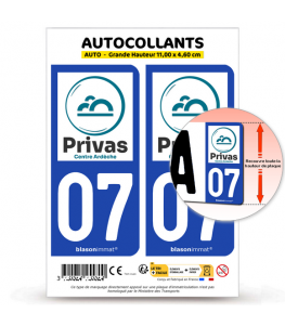 07 Privas - Pays | Autocollant plaque immatriculation