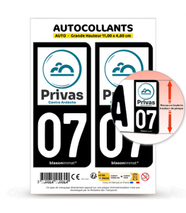 07 Privas - Pays | Autocollant plaque immatriculation