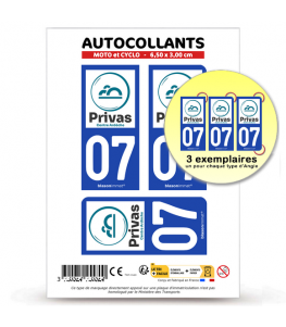 07 Privas - Pays | Autocollant plaque immatriculation