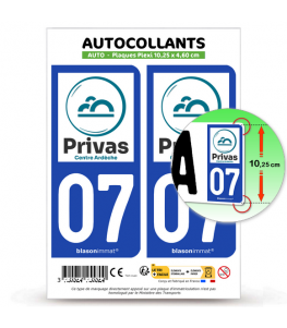 07 Privas - Pays | Autocollant plaque immatriculation