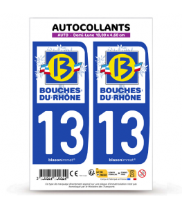 13 Bouches-du-Rhône - Département | Autocollant plaque immatriculation