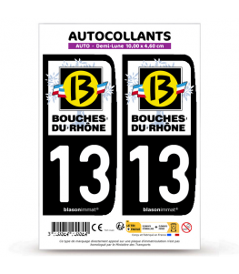 13 Bouches-du-Rhône - Département | Autocollant plaque immatriculation