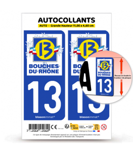 13 Bouches-du-Rhône - Département | Autocollant plaque immatriculation