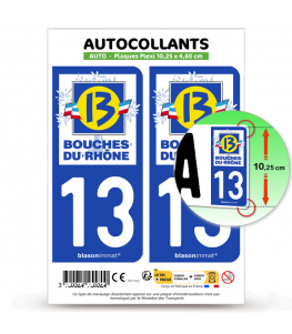 13 Bouches-du-Rhône - Département | Autocollant plaque immatriculation