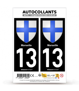 13 Marseille - Blason | Autocollant plaque immatriculation