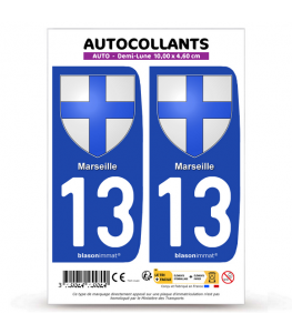 13 Marseille - Blason | Autocollant plaque immatriculation