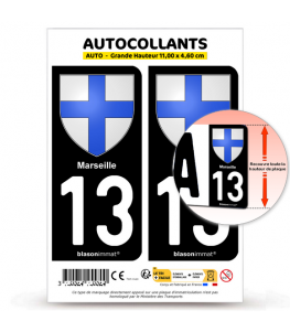 13 Marseille - Blason | Autocollant plaque immatriculation