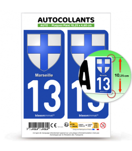 13 Marseille - Blason | Autocollant plaque immatriculation