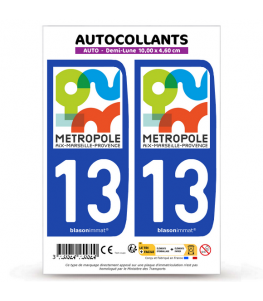 13 Marseille - Métropole | Autocollant plaque immatriculation