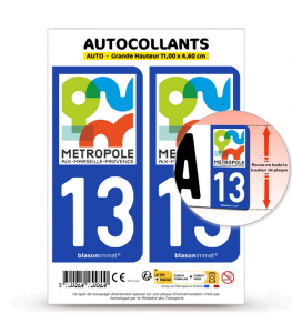 13 Marseille - Métropole | Autocollant plaque immatriculation