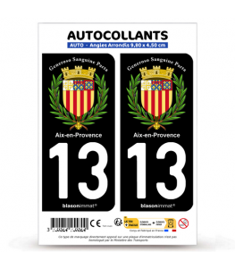 13 Aix-en-Provence - Armoiries | Autocollant plaque immatriculation