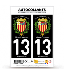 13 Aix-en-Provence - Armoiries | Autocollant plaque immatriculation