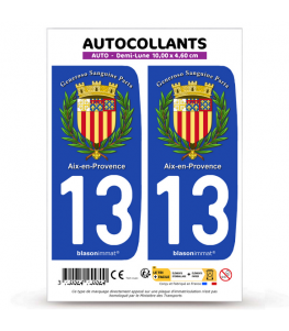 13 Aix-en-Provence - Armoiries | Autocollant plaque immatriculation