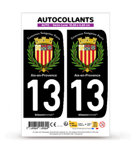 13 Aix-en-Provence - Armoiries | Autocollant plaque immatriculation