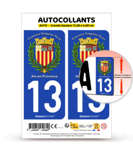 13 Aix-en-Provence - Armoiries | Autocollant plaque immatriculation