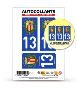 13 Aix-en-Provence - Armoiries | Autocollant plaque immatriculation