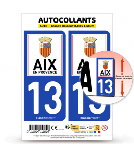 13 Aix-en-Provence - Ville | Autocollant plaque immatriculation