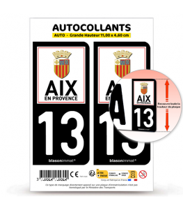 13 Aix-en-Provence - Ville | Autocollant plaque immatriculation