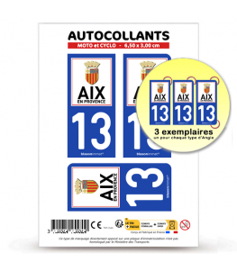 13 Aix-en-Provence - Ville | Autocollant plaque immatriculation