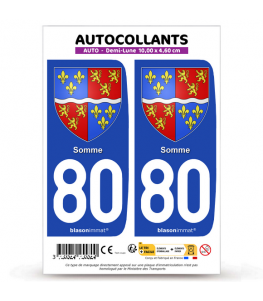 80 Somme - Armoiries | Autocollant plaque immatriculation