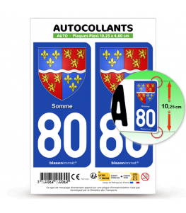 80 Somme - Armoiries | Autocollant plaque immatriculation