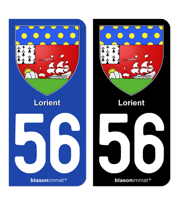 56 Lorient - Armoiries | Autocollant plaque immatriculation