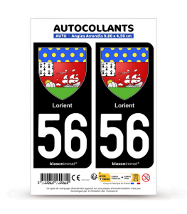 56 Lorient - Armoiries | Autocollant plaque immatriculation