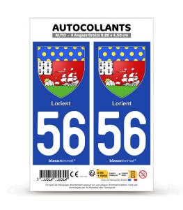 56 Lorient - Armoiries | Autocollant plaque immatriculation