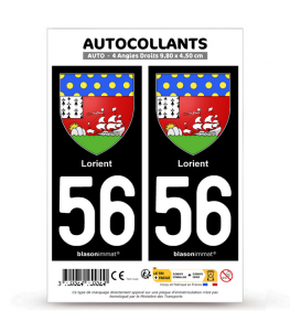 56 Lorient - Armoiries | Autocollant plaque immatriculation