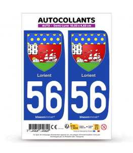 56 Lorient - Armoiries | Autocollant plaque immatriculation