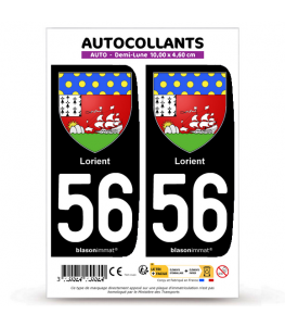 56 Lorient - Armoiries | Autocollant plaque immatriculation