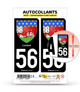 56 Lorient - Armoiries | Autocollant plaque immatriculation